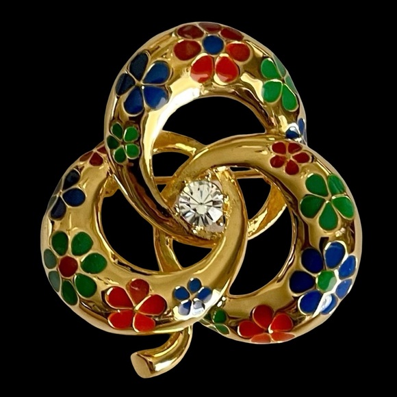 Joan Rivers Jewelry - Vintage Joan Rivers Gold Plated Floral Clover Brooch